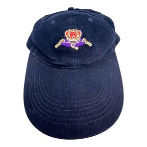 Vintage Crown Royal corduroy Embroidered Navy Blue Baseball Cap Hat